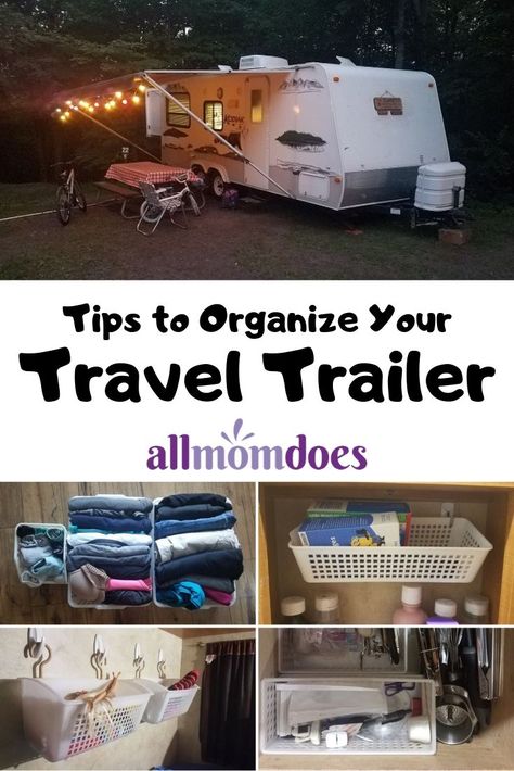 Camper Trailer Organization, Journal Tattoo, Organization For Small Spaces, Travel Trailer Storage, Camper Storage Ideas Travel Trailers, Travel Trailer Hacks, Camper Organization Travel Trailers, Travel Trailer Organization, Travel Trailer Living