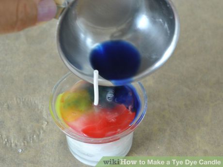 Image titled Make a Tye Dye Candle Step 10 Tye Dye Candles, Dyi Candle, Tie Dye Candles, Crayon Candles, Unusual Candles, Candle Making For Beginners, Candle Making Recipes, Fancy Candles, Diy Scent