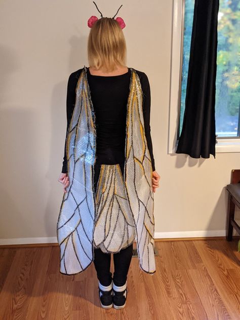 Coolest DIY Mother-Daughter Costume - Cicada and Nymph Bug Wings Costume, Homemade Bug Costume, Diy Insect Wings Costume, Cicada Costume Diy, Diy Bug Costume Women, Fly Halloween Costume Diy, Adult Bug Costume Diy, Insect Costume Diy Easy, Lantern Fly Costume