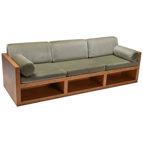 Wood Frame Couch, Tiny Couch, Underwater Room, Pitch Pine, Vintage Sofas, Art Deco Sofa, Couches For Sale, Minimalist Sofa, Three Seat Sofa