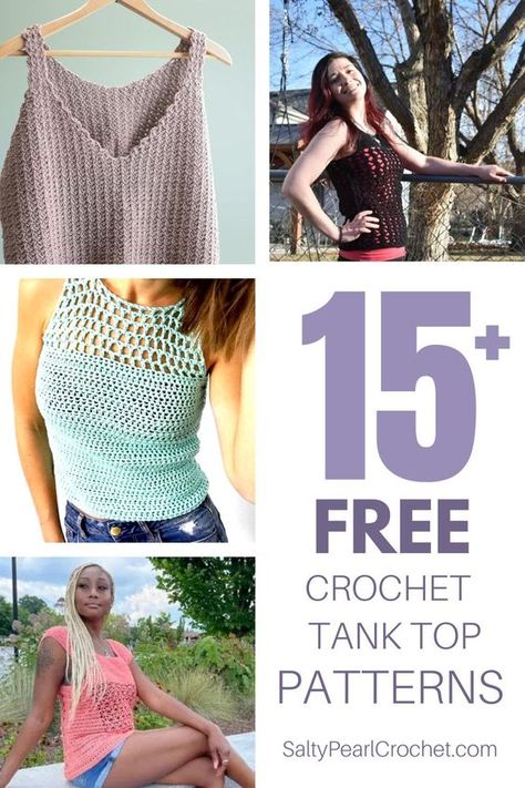 A collection of free crochet tank top patterns. Many wearable crochet patterns to choose from and are all beginner crochet friendly. Stylish, easy and fun crochet tank top patterns. Crochet Tank Top Free Pattern Plus Size, Crocheted Tank Tops, Crochet Tank Tops Free Patterns, Crochet Tank Top Free Pattern, Crochet Tank Top Outfit, Tank Top Crochet Pattern, Crochet Tank Top Free, Crochet Vests, Tank Top Crochet