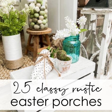 Decorating Your Front Porch, Easter Front Porch, Front Porch Decorating Ideas, Rustic Easter, Elegant Farmhouse, Porch Decorating Ideas, Ideas For Easter, Front Porch Decorating, Spring Easter Decor