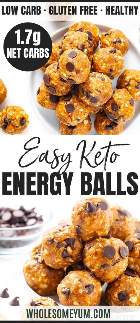 Keto Energy Balls Recipe - Sweet low carb keto energy balls are super easy, grain-free, and no bake. Just 15 minutes, 7 ingredients, and 1.7g net carbs each! #wholesomeyum Keto Energy Balls, Energy Balls Recipe, Keto Quiche, Protein Balls Recipes, Breakfast Low Carb, Energy Ball Recipe, Low Carb Protein, Keto Pancakes, Protein Balls