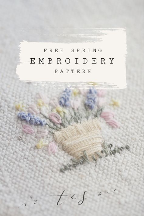 Free Embroidery Pattern: A little Spring cheer — The Stitchery Easter Embroidery Patterns, Spring Embroidery, Miniature Embroidery, Easter Embroidery, Hand Embroidery Projects, Embroidery Patterns Vintage, Embroidery Patterns Free, Hand Embroidery Art, Flower Embroidery Designs