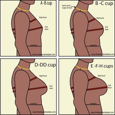 Finding Dress Bust Cup Sizes - Timeless Templates Moda Academia, Full Bust Adjustment, Bra Sewing Pattern, Sewing Measurements, Corset Sewing Pattern, Bra Sewing, Fashion Sewing Tutorials, Bra Pattern, Couture Sewing Techniques