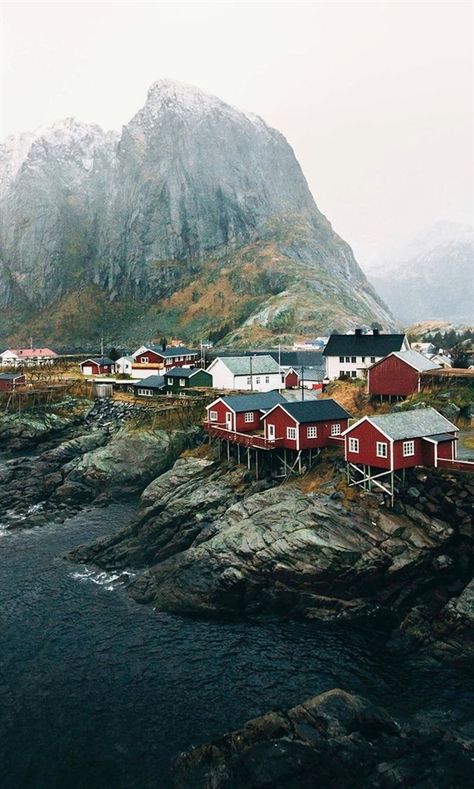 Today's picture comes from Garrett K. The tiny fishing village of Hamnoy in Norway is any travel photographer's dream, with small, picturesque houses set along the craggy seaside landscape. Red Houses, Places In Usa, World Most Beautiful Place, Village Photography, Today Pictures, Norway Travel, Mountain Photography, Seaside Towns, Most Beautiful Cities