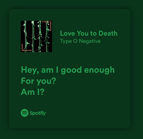 Metal Love Songs, Type O Negative Lyrics, Am I Good Enough, Dark Lyrics, Songs That Describe Me, Relatable Lyrics, Meaningful Lyrics, Type O Negative, Lyrics Aesthetic