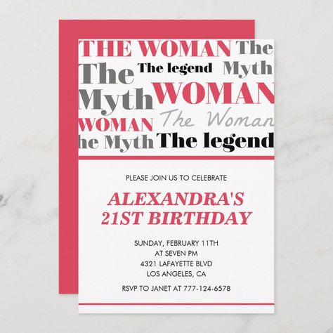 21st birthday invitations Woman Myth Legend 70th Birthday Invites Women, 65th Birthday Invitations, 75th Birthday Invitations, 90th Birthday Invitations, 70th Birthday Invitations, 80th Birthday Invitations, 42nd Birthday, 41st Birthday, 33rd Birthday