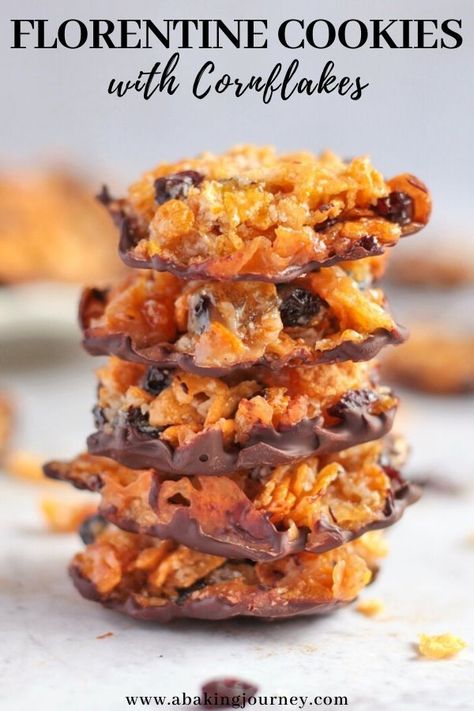 Florentine Cookies Recipe, Florentine Biscuits, Heavenly Cookies, Christmas Sweet Table, Cakes Slices, Nut Free Desserts, Florentine Cookies, Florentines Recipe, Salted Caramel Pretzels