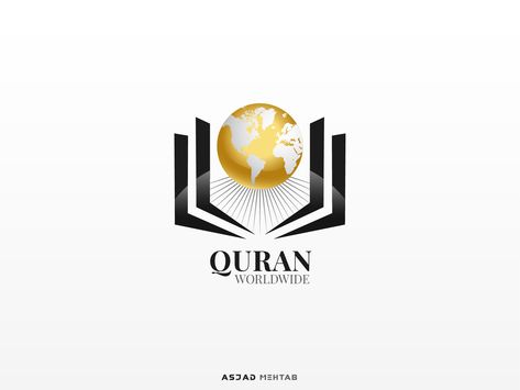 Quran Worlwide Logo Design by Asjad Mehtab Quran Logo Design, Logo Mesjid, Islamic Logo Design, Quran Logo, Quran Png, Logo Design Black, Islamic Illustration, Quran Teaching, Islamic Logo