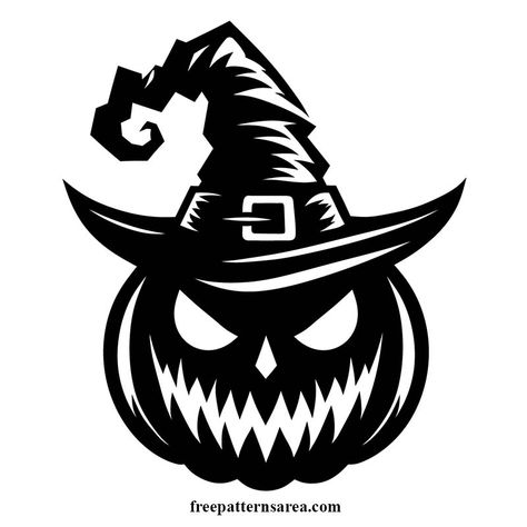 Spooky Halloween Pumpkin in Witch Hat Vector Image Cut Pumpkin, Pumpkin Silhouette, Clown Drawing, Etching Designs, Halloween Pumpkin Crafts, Pumpkin Vector, Scary Clown, Hat Vector, Laser Cut Wood Crafts