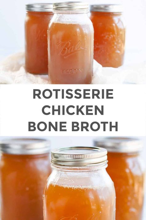 Broth From Rotisserie Chicken, Rotisserie Chicken Bone Broth, Bone Broth Instant Pot, Chicken Bone Broth Recipe, Broth Diet, Make Chicken Broth, Costco Rotisserie Chicken, Bone Broth Soup, Making Bone Broth