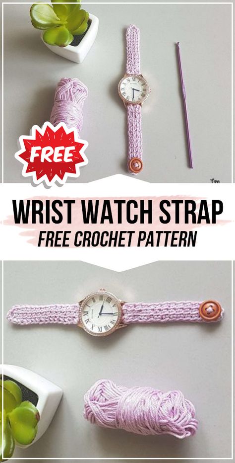 Crochet Wrist Watch Strap free pattern      #Decoration  #crorchet #freecrocehtpattern via @shareapattern.com Crochet Bracelet Pattern, Crochet Classes, Beginner Knitting Projects, Basic Crochet, Crochet Decoration, Crochet Bracelet, Modern Crochet, Bracelet Design, Crochet Flower Patterns