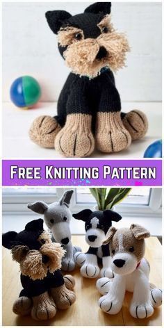 Dog Toy Pattern, Knit Amigurumi, Knitting Patterns Free Dog, Knitted Doll Patterns, Amigurumi Dog, Knitted Toys Free Patterns, Knit Toys, Animal Knitting Patterns, Schnauzer Dog