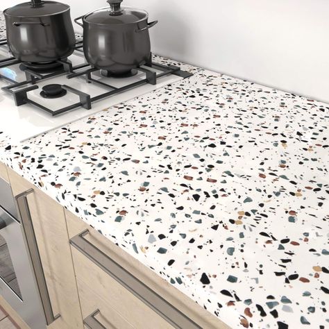 Waterproof Countertop Paper, Stick On Kitchen Counter, Adhesive Countertop Bathroom, Terrazzo Contact Paper, Kitchen Countertops Contact Paper, Stick On Countertop Contact Paper, Contact Paper Kitchen Island, Countertop Stick And Peel, Terrazzo Kitchen Counters