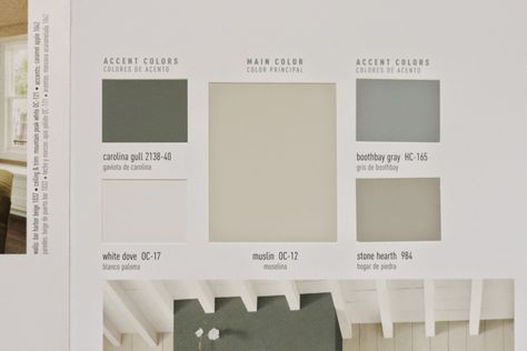 meg & the martin men: Paint Muslin Benjamin Moore, Benjamin Moore Muslin, Color Palette Benjamin Moore, Benjamin Moore Bedroom, Tan Color Palette, Benjamin Moore Exterior, Ceiling Trim, Clayton Homes, Apple Painting