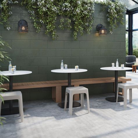 Outdoor Cafe Seating Design, Cafe Table And Chairs Small Spaces, Outdoor Cafe Seating, Dining Room Area Rugs, Outdoor Seating Cafe, Coffee Window, Cafe Bench, Outdoor Restaurant Patio, Outdoor Bistro Table