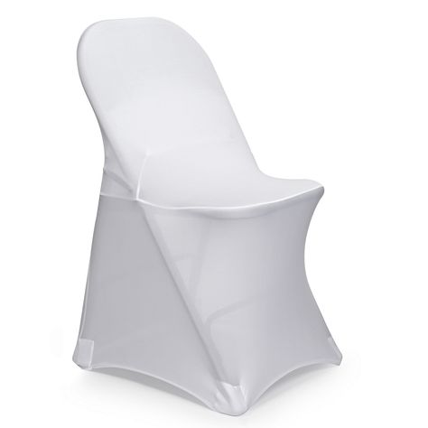 PRICES MAY VARY. 90% Polyester Modern, streamlined design: These quality stretch chair covers transform standard folding chairs (and similar styles) into glamorous seating for any event. Hemmed edges provide a secure fit, creating a smooth, clean line. Fits most standard folding chairs, with approximate dimensions as follows: Height: 33" (floor to top of chair back) and 17" (floor to chair seat). Width: 19-1/2" inches (across chair back) and 17-1/2" (across seat cushion). Depth: 13" (front to re Chair Covers For Wedding, Furniture Covers Slipcovers, Chair Covers Party, White Chair Covers, Mismatched Chairs, Folding Chair Covers, White Spandex, Party Chairs, Stretch Chair Covers