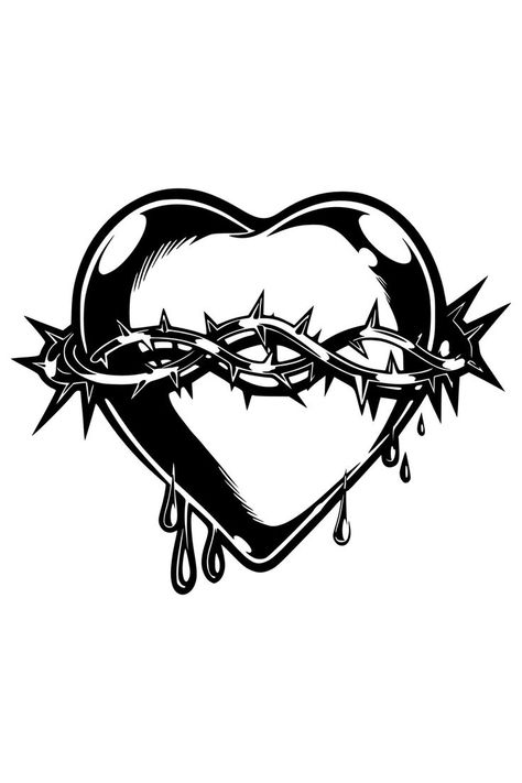 Heart With Thorns, Word Tattoo Ideas, Thorn Tattoo, Skull Rose Tattoos, G Tattoo, Star Logo Design, Photo Png, Crown Tattoo, Logo Design Art