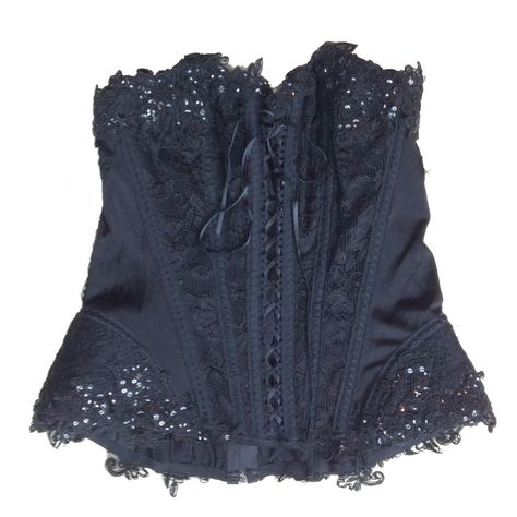 Nwot - Never Worn, No Signs Of Wear In Any Sense Size 38 - Equates To A Size 8 Us L Both Lace Up Front And Zip Back Corset Thick, High Quality Material With Boning And Hard Seamlines That Really Cinch In Your Waist And Keeps This Corset Up Right. Black Sequins Mixed Throughout The Applique Sweetheart Neckline Originally Paid $85 Black Lace Up Corset, Insta Model, Corset Styles, Black Corset Top, Ideal Wardrobe, Glam Photoshoot, Gothic Corset, Black Corset, Birthday Wishlist