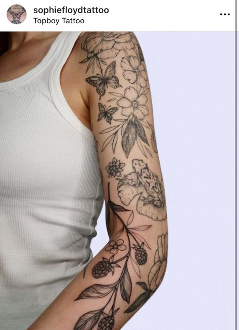 Floral Fill In Tattoo, Moths Tattoo Sleeve, Botanical Patchwork Sleeve, Delicate Patchwork Tattoo, Woodland Sleeve Tattoo, Mixed Tattoo Styles Sleeve, Flower Patchwork Tattoo, Botanical Arm Tattoo, Patch Sleeve Tattoo Women