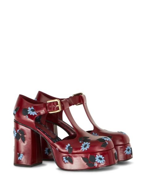 ETRO Mary Jane 110mm Embroidered Pumps - Farfetch Embroidered Pumps, Mary Jane Platform Shoes, Designer Pumps, Platform Block Heels, Platform Mary Janes, Mary Jane Shoes Womens, Whimsical Fashion, Jane Shoes, Heels Pumps