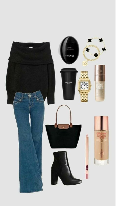 Relax Chic Outfit, Beautiful Fall Outfits, Everyday Outfits With Heels, Bisuness Casual Outfits, Classy Fall Winter Outfits, Classy Corset Top, Women’s Winter Outfit, Black Sweater Jeans Outfit, Classy Work Outfits Winter