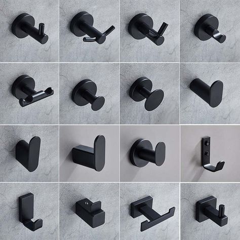 Robe Hooks Bathroom, Cleansing Foods, Kitchen Hanger, Hooks For Bathroom, Black Hooks, Black Bathroom Accessories, Stainless Steel Wall, Metal Furniture Design, Towel Hanger