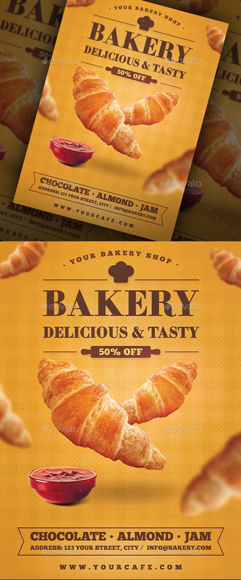 Bakery Croissant Flyer Bakery Promotion Poster, Dessert Promotion Design, Croissant Advertising, Bakery Design Poster, Sweet Poster Design, Food Advertisement Poster Products, Flyer Makanan, Advertisement Poster Product, Bakery Advertising Posters