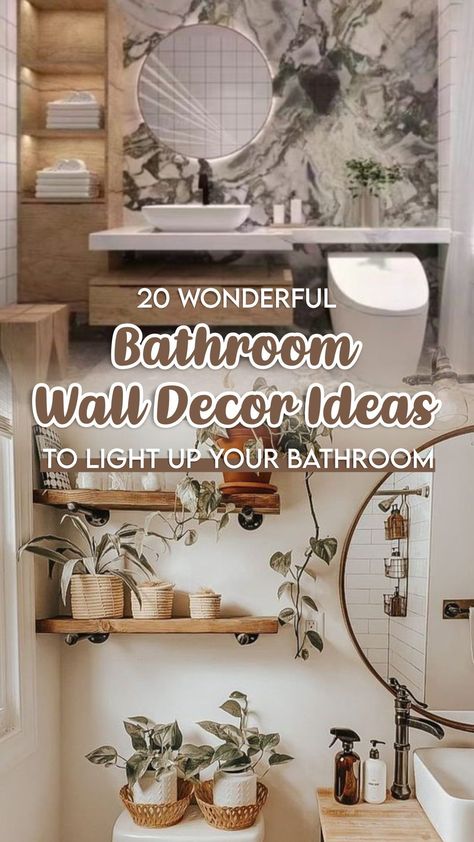 Tile Around Bathtub, Bathroom Wall Ideas, Bathroom Wall Decor Ideas, Decorative Bathroom Mirrors, Classy Bathroom, Guest Bathroom Small, Bathroom Wall Hanging, Modern Style Bathroom, Bathroom Artwork