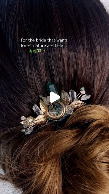 We use natural crystals in these Moss Agate combs for brides envisioning a woodland inspired ambiance on their wedding day. 🌿😍🍄 ... | Instagram Crystal Comb, Moss Agate Jewelry, Agate Wedding, Low Bun Hairstyles, Crystal Crown, Fantasy Wedding, Agate Crystal, Wedding Hair Pieces, Fairy Tale Wedding