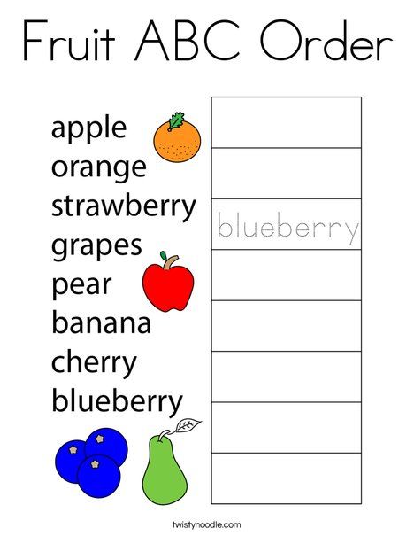 Fruit ABC Order Coloring Page - Twisty Noodle Children Worksheets, Alphabetical Order Worksheets, Class 1 Maths, Abc Order Worksheet, Following Directions Activities, Free Printable Alphabet Worksheets, Printable Alphabet Worksheets, Kindergarten Phonics Worksheets, Twisty Noodle