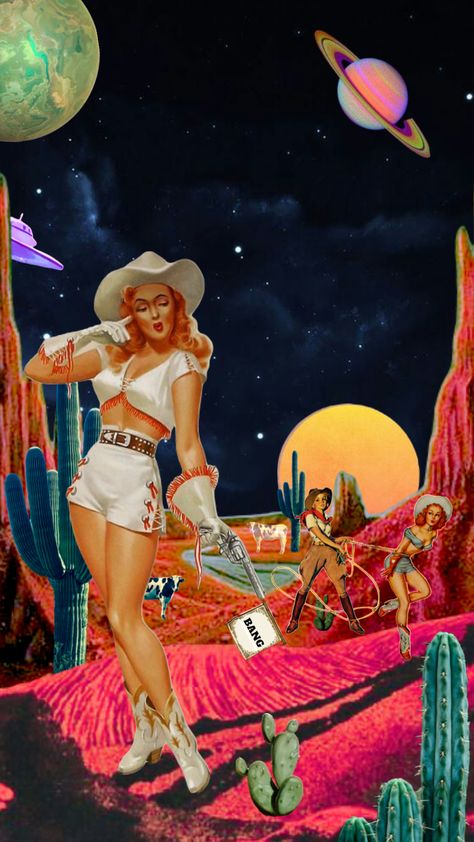 #space #vintage #retrofuture #alien #retro #retrofuturism #aesthetic #cowgirl #wildwest Space Vibes Aesthetic, Space Vibes, Aesthetic Cowgirl, Space Vintage, Space Cowgirl, Aesthetic Vintage, Cowboy, Energy