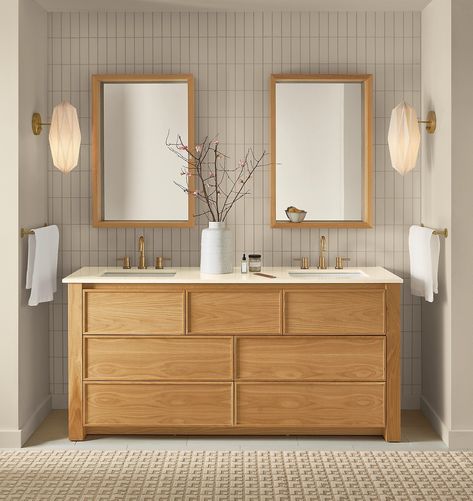 Bath Ideas – Ideas & Advice – Room & Board Room And Board, Sink Lights, Small Living Room Design, Custom Furniture Design, Vanity Room, Single Sink Vanity, Entryway Storage, Double Sink Vanity, Bath Ideas