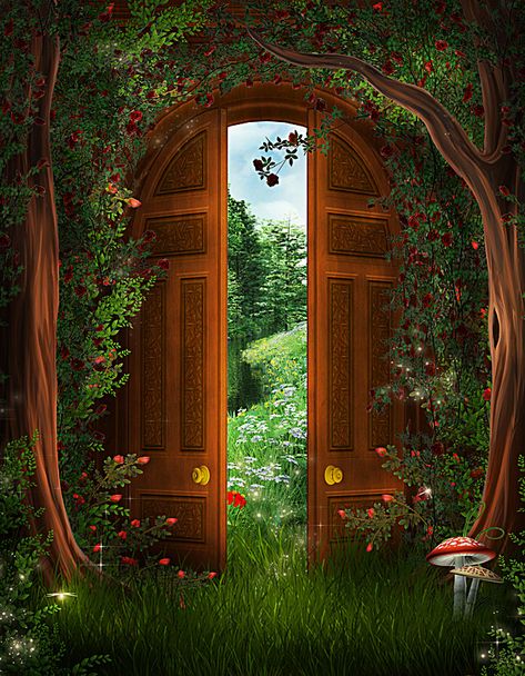 Dream vines wooden door background Forest Door, Cheap Decorations, Indoor Ideas, Open Door, Alam Semula Jadi, Doll Houses, Enchanted Forest, Dream Garden, Decorative Wall