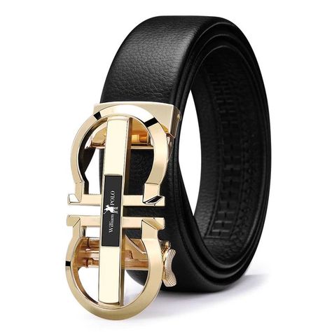 Mens Luxury Designer Full Grain Leather Belts Department Name: Adult Belts Material: Cowhide Gender: MEN Belt Width: 3.3cm / 1.30 inch Style: Fashion Pattern Type: Letter Buckle Length: 9cm / 3.54 inch Item Type: Belts Buckle Width: 4.5cm / 1.77 inch Buckle Fashion, Trendy Mens Fashion, Men's Belts, Men's Belt, Gold Belts, Belt Leather, Branded Belts, Leather Belts Men, Designer Belts