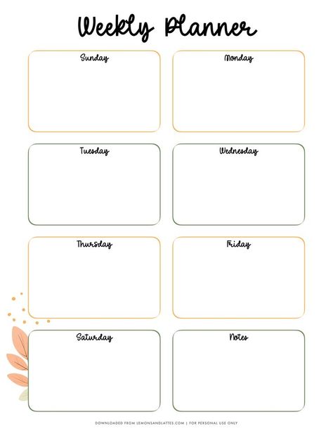 This cute weekly planner is one of several pages in our fall planner. Free to download and print! One Page Planner, Cute Planner Templates Free Printable, Undated Weekly Planner Free Printable, Cute Weekly Planner, Desk Calendar Planner, Free Weekly Planner Templates, Printable Weekly Calendar, Weekly Planner Book, Planner Free Printable