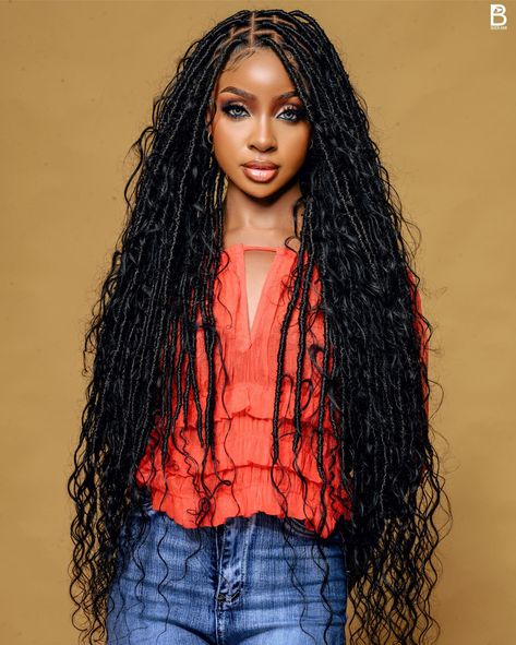 Bohemian Goddess Faux Locs Tutorial, Boho Faux Locs Black Women, Boho Box Braids Black Women, Medusa Locs, Boho Braid Hairstyles, Boho Locs Black Women, Boho Braids Black Women, Bohemian Faux Locs, Boho Braids Hairstyles