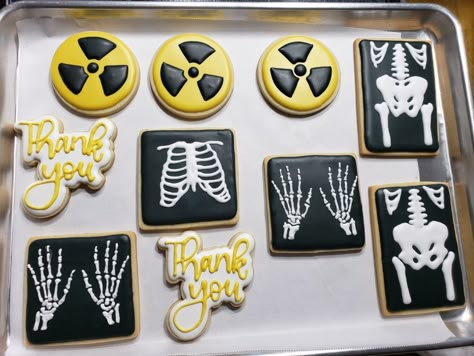 Rad Tech Party Ideas, Radiology Tech Week Gift Ideas, Rad Tech Cookies, Radiology Themed Party, Rad Tech Graduation Party, X Ray Graduation Party, Xray Graduation Party, Xray Cookies, Radiology Graduation Party