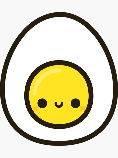 "Yummy egg" Sticker by peppermintpopuk | Redbubble Super Easy Drawings For Kids, Egg Drawing Cute, Cute Egg Designs, Egg Design Ideas, Diy Stickers Ideas Draw, Egg Doodle, Drawing Eggs, Eggs Drawing, Egg Drawing