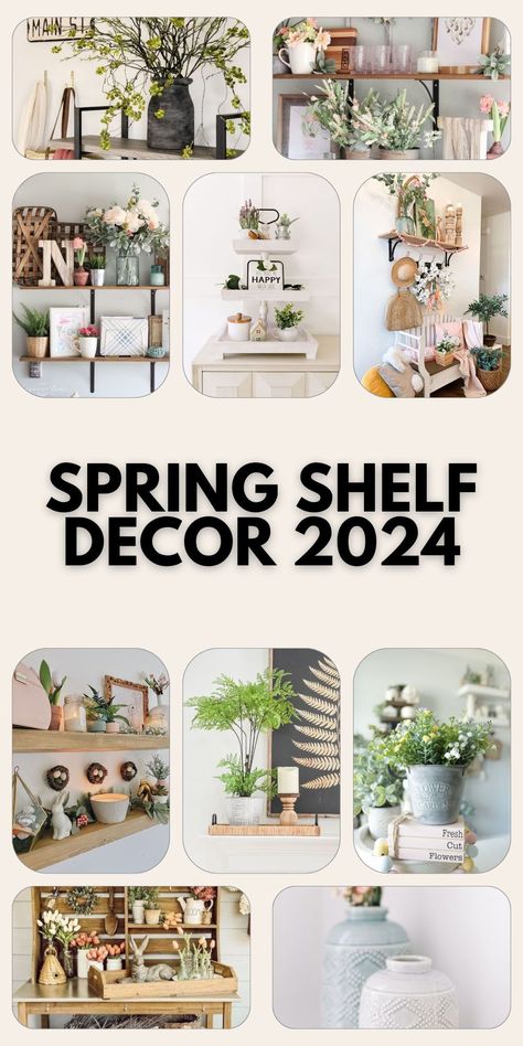 Spring is all about renewal, so why not start with your home decor? Embrace the charm of the season by adorning your shelves with delightful spring-themed items. Spring Shelf Decor, Above Refrigerator, Shelf Decor Ideas, Shelf Decor Living Room, Rustic Wooden Shelves, Window Shelves, Classic Mirror, Modern Ideas, Decor 2024