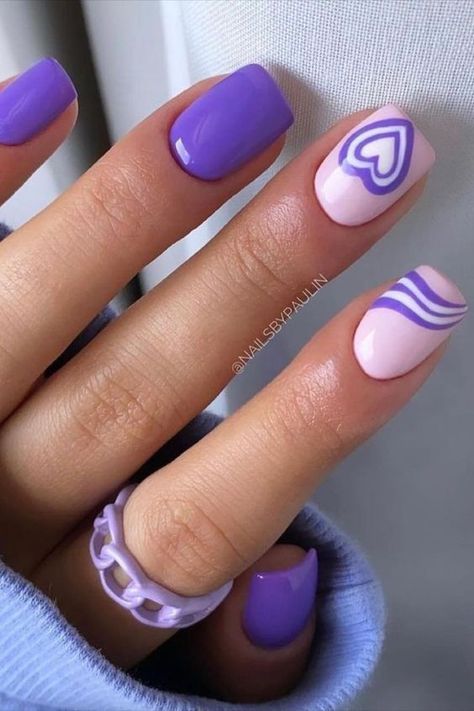 45+ Trendy Spring Nails You Should Try This Year hort nails design 2022, red nails design 2022, short nails 2022, short trendy nails 2022, short winter nails 2022, cute short nails 2022, short square nails 2022, short nails 2022 trends, short fall nails 2022, nail 2022 trends, nails 2022 tendencia, nails fall 2022 Purple Chrome Nails, Purple Nail Art, Purple Acrylic Nails, Chrome Nails Designs, Purple Nail Designs, Heart Nail, Short Square Acrylic Nails, Unique Acrylic Nails, Nails For Kids