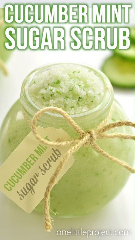 Mint Sugar Scrub, Diy Body Scrub Recipes, Mint Sugar, Diy Sugar Scrub Recipe, Homemade Gift Idea, Săpunuri Handmade, Fresh Cucumber, Body Scrub Recipe, Sugar Scrub Homemade