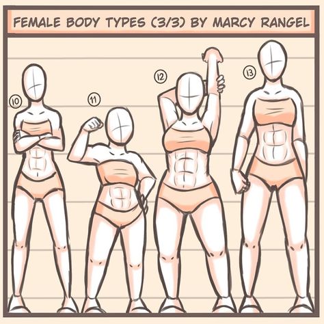 Marcy Rangel on Instagram: “I’m practicing drawing body types and decided to share it with you guys. Soon I will bring a lot of tutoriais, references and art tips! •••…” Drawing Body Types, Female Body Types, Practicing Drawing, Body Type Drawing, Drawing Meme, Body Types Women, Body Drawing Tutorial, Body Reference Drawing, Muscle Body