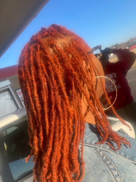 Red Hot Rhythm Hair Color, Ginger Red Locs Black Women, Ginger Colored Locs Black Women, Dyed Natural Hair For Black Women Dark Skin, Dye Locs Black Women, Red Locs Black Women, Copper Locs Black Women, Ginger Locs Black Women, Ginger Locs