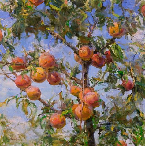 Peach Tree by Derek Penix, 36 x 36 Peach Tree, Arte Van Gogh, Kunst Inspiration, Seni Cat Air, Peach Trees, Arte Inspo, Ethereal Art, الرسومات اللطيفة, Pretty Art