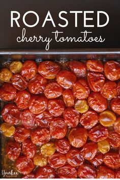 Roasted Cherry Tomatoes: an easy and delicious remedy for an abundance of cherry (or grape) tomatoes! Grape Tomato Recipes, Oven Roasted Cherry Tomatoes, Roasted Grape Tomatoes, Roasted Cherry, Roasted Cherry Tomatoes, Low Sugar Recipes, Ginger Recipes, Onion Recipes, Veggie Side Dishes