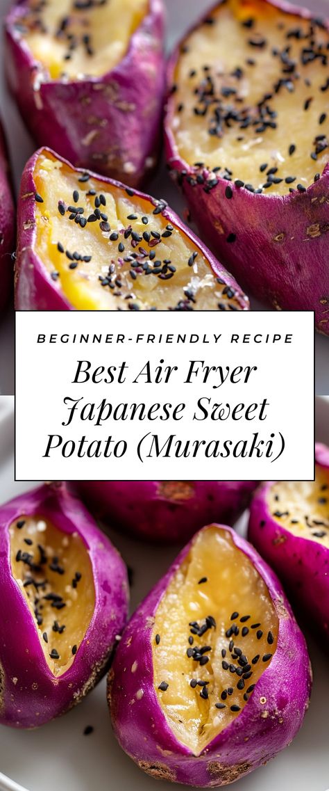 Image for Best Air Fryer Japanese Sweet Potato (Murasaki) Stuffed Japanese Sweet Potato, Japanese Sweet Potato Recipe Air Fryer, Japanese Sweet Potato Air Fryer, How To Cook Japanese Sweet Potato, Japanese Air Fryer Recipes, Air Fryer Sweet Potato Recipes, Asian Sweet Potato Recipes, Murasaki Sweet Potato Recipe, Sweet Potato Air Fryer Recipes