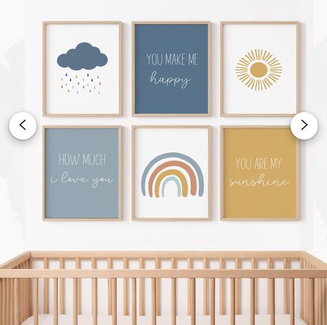 Yellow And Blue Nursery Ideas, Nursery You Are My Sunshine, You Are My Sunshine Themed Nursery, Baby Boy Nursery Art Prints, You Are My Sunshine Wall Decor, Sunshine Bedroom Kids, Blue And Yellow Nursery Boy, You Are My Sunshine Baby Nursery, Sunshine Room Decor