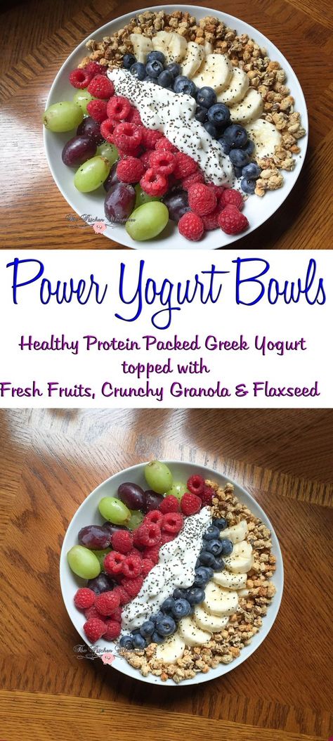 Fruit Bowl Breakfast, Breakfast Greek Yogurt, Macro Ideas, Cena Light, Greek Yogurt Toppings, Yogurt Bowls, Yogurt Toppings, Granola Parfait, Protein Bowls